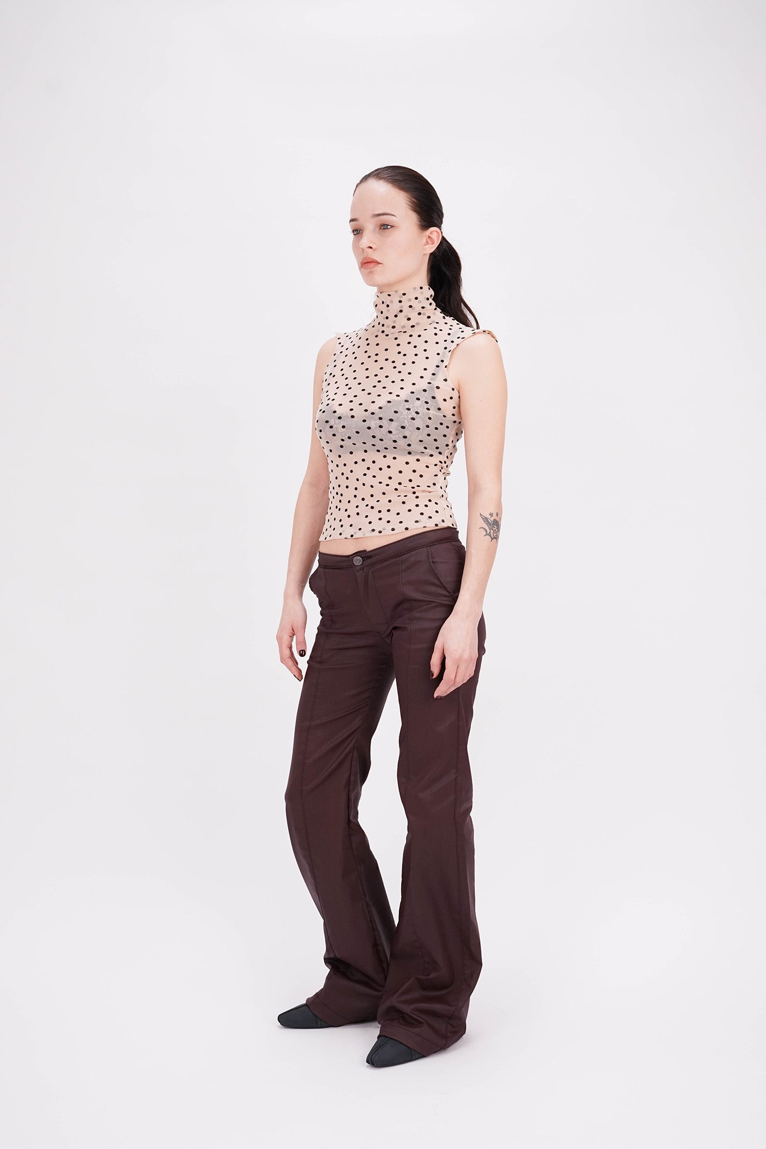 EMPATH - Polka Dot Mesh Tank - Nude
