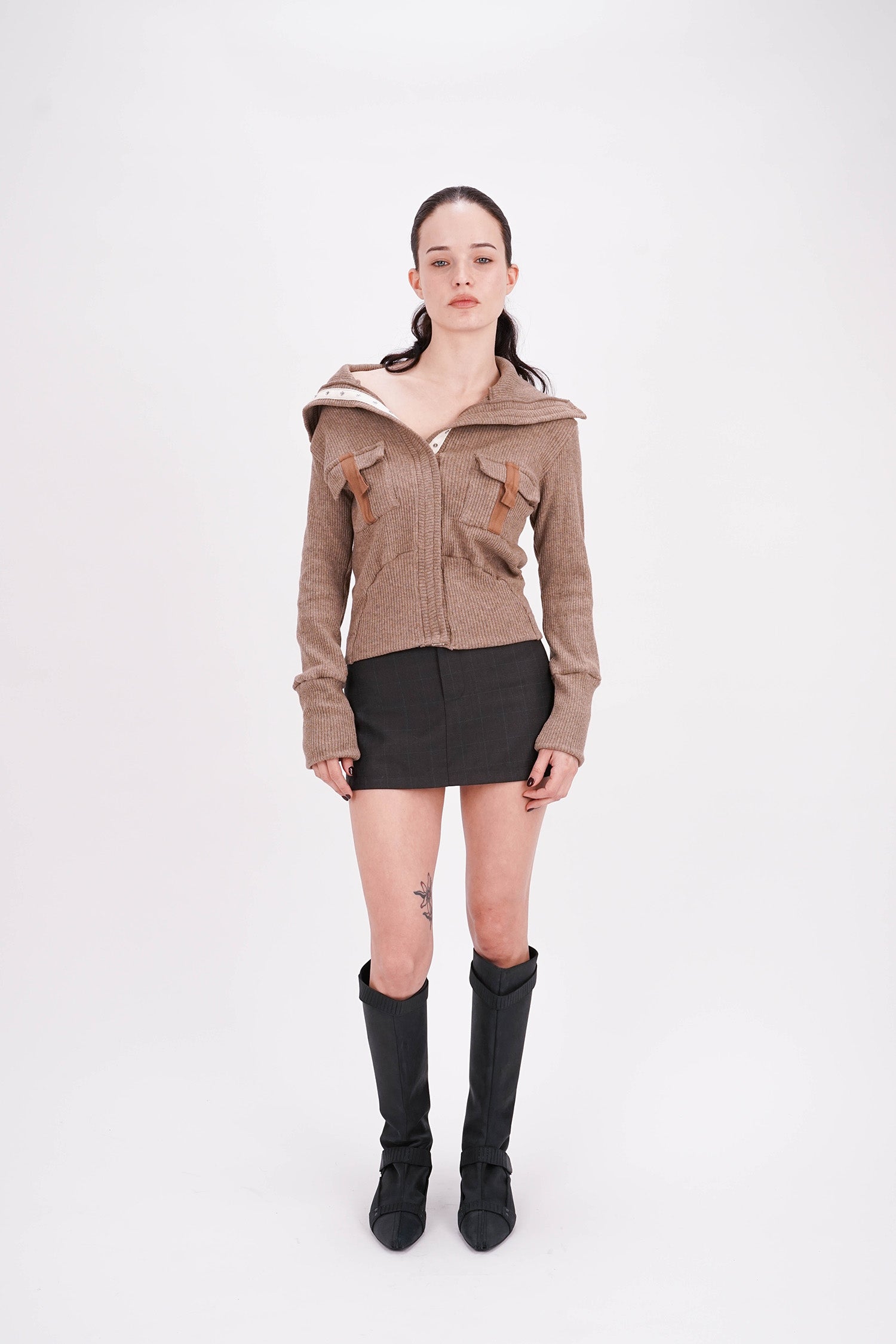 L.H - Cargo Cardigan - Brown Marle