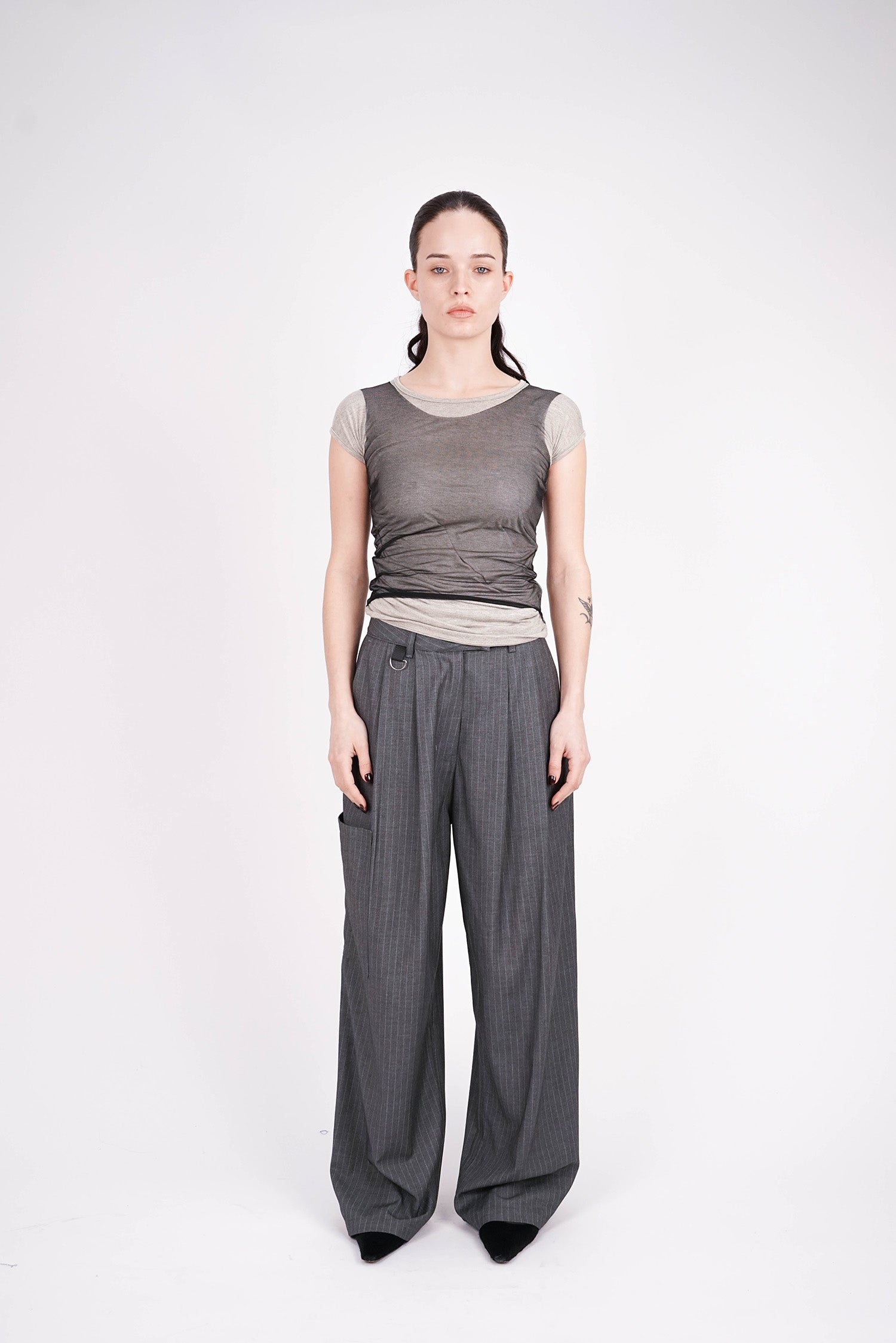 ESS.BEE - Pinstripe Trousers - Grey