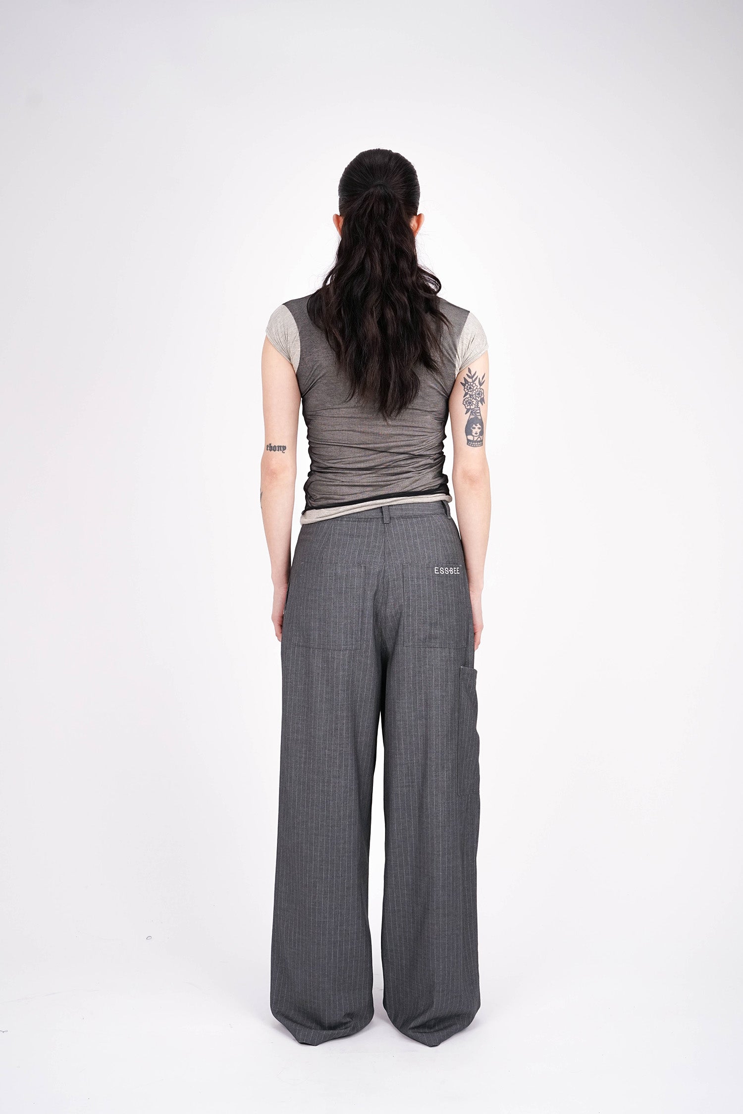 ESS.BEE - Pinstripe Trousers - Grey