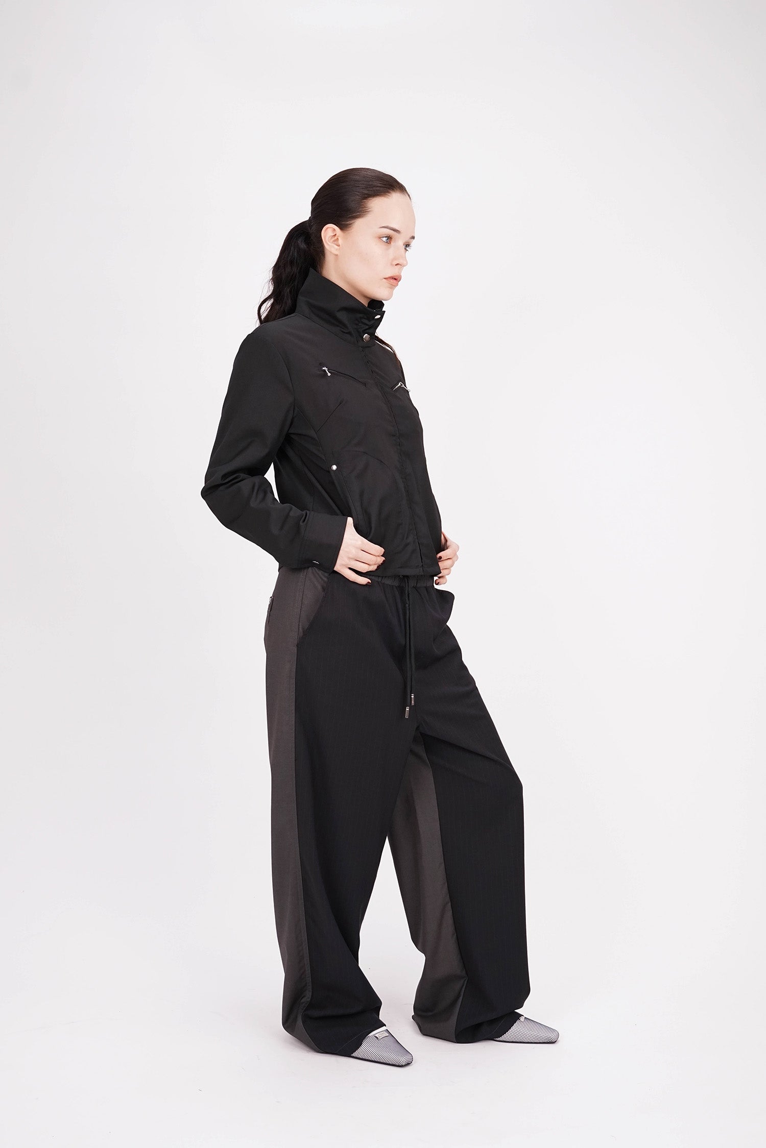 ESS.BEE - Tracksuit Panel Pant - Black Pinstripe/Grey