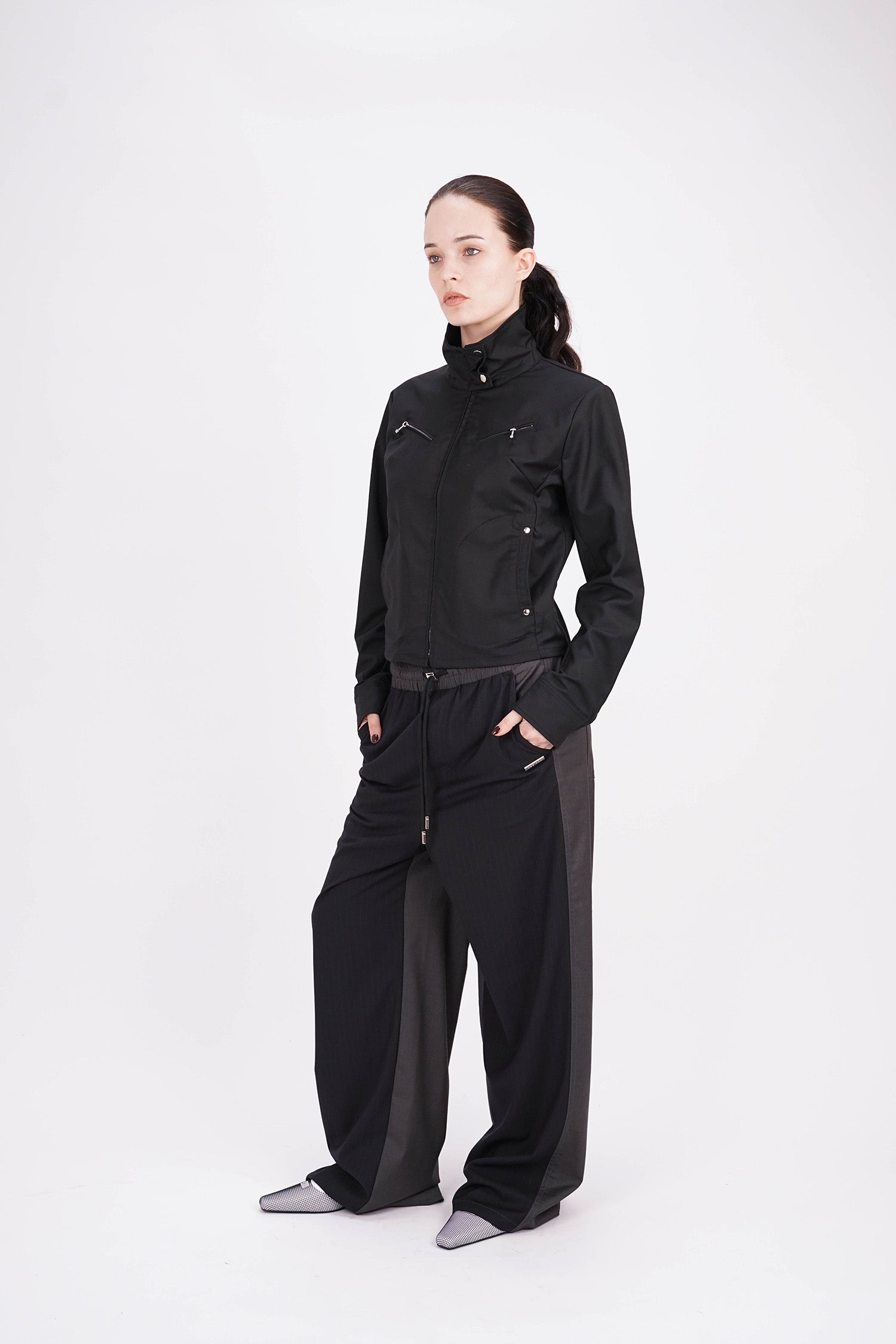 ESS.BEE - Tracksuit Panel Pant - Black Pinstripe/Grey