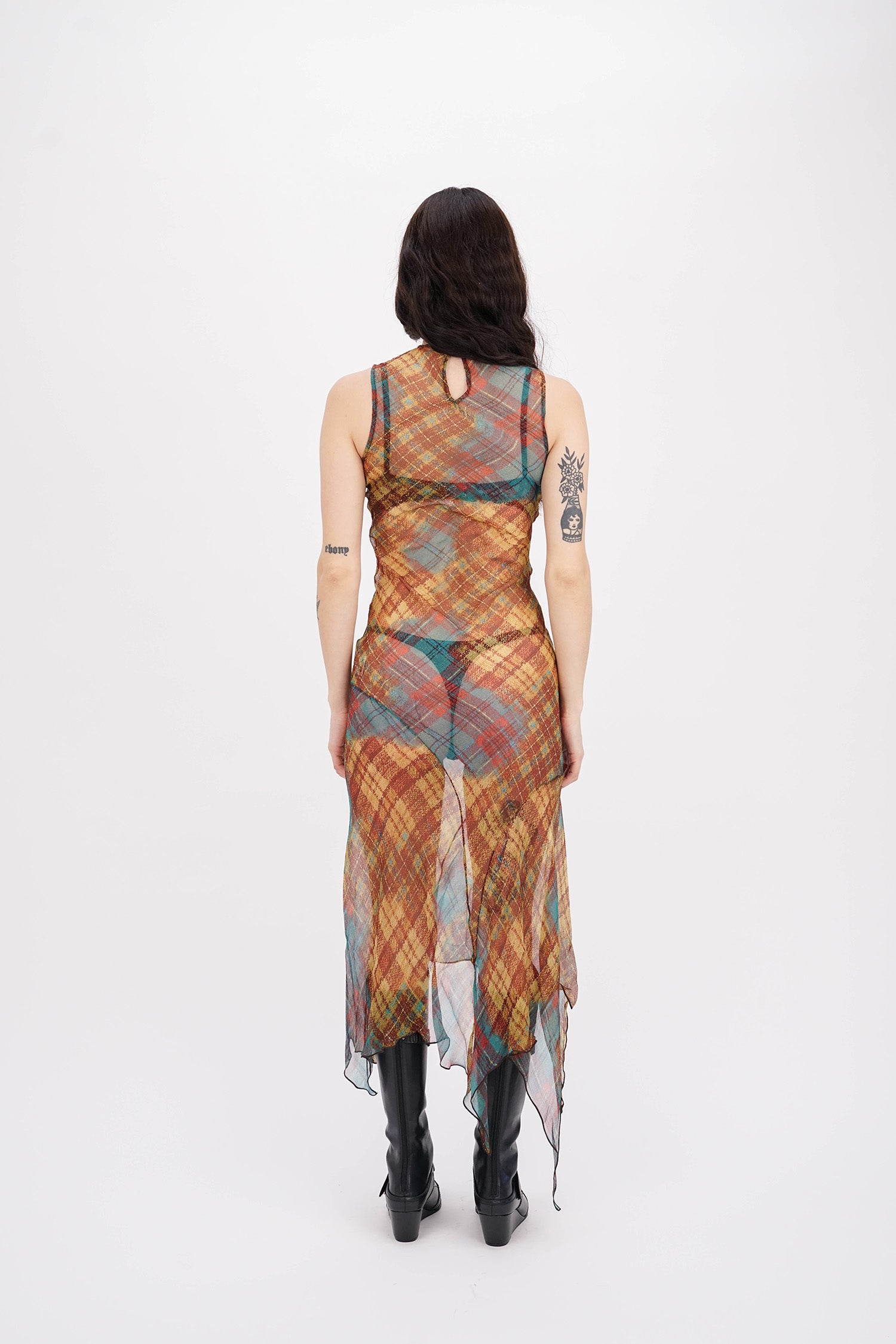 EMPATH - Sunset Plaid Silk Dress