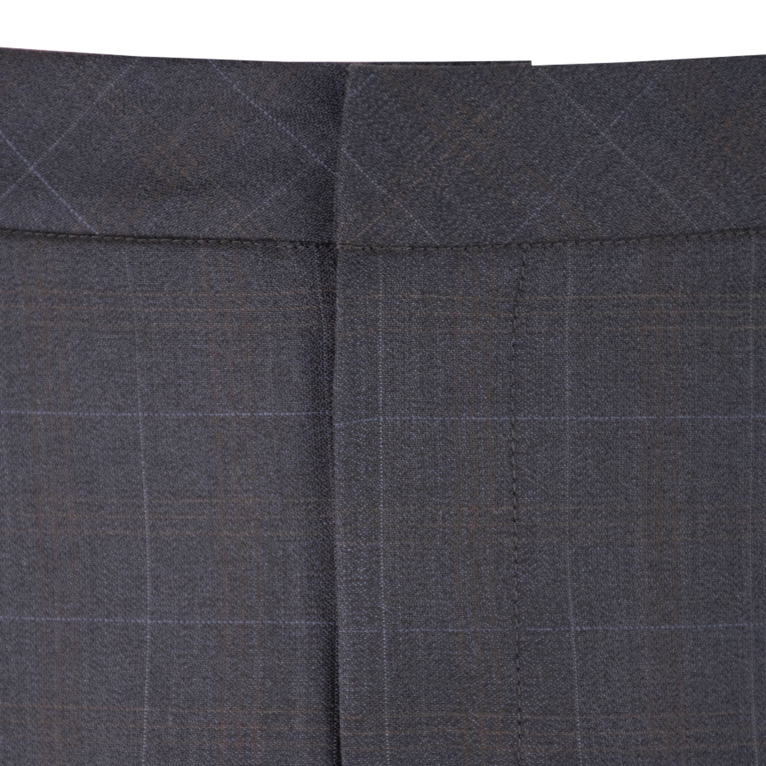 Close up of charcoal and light blue check material