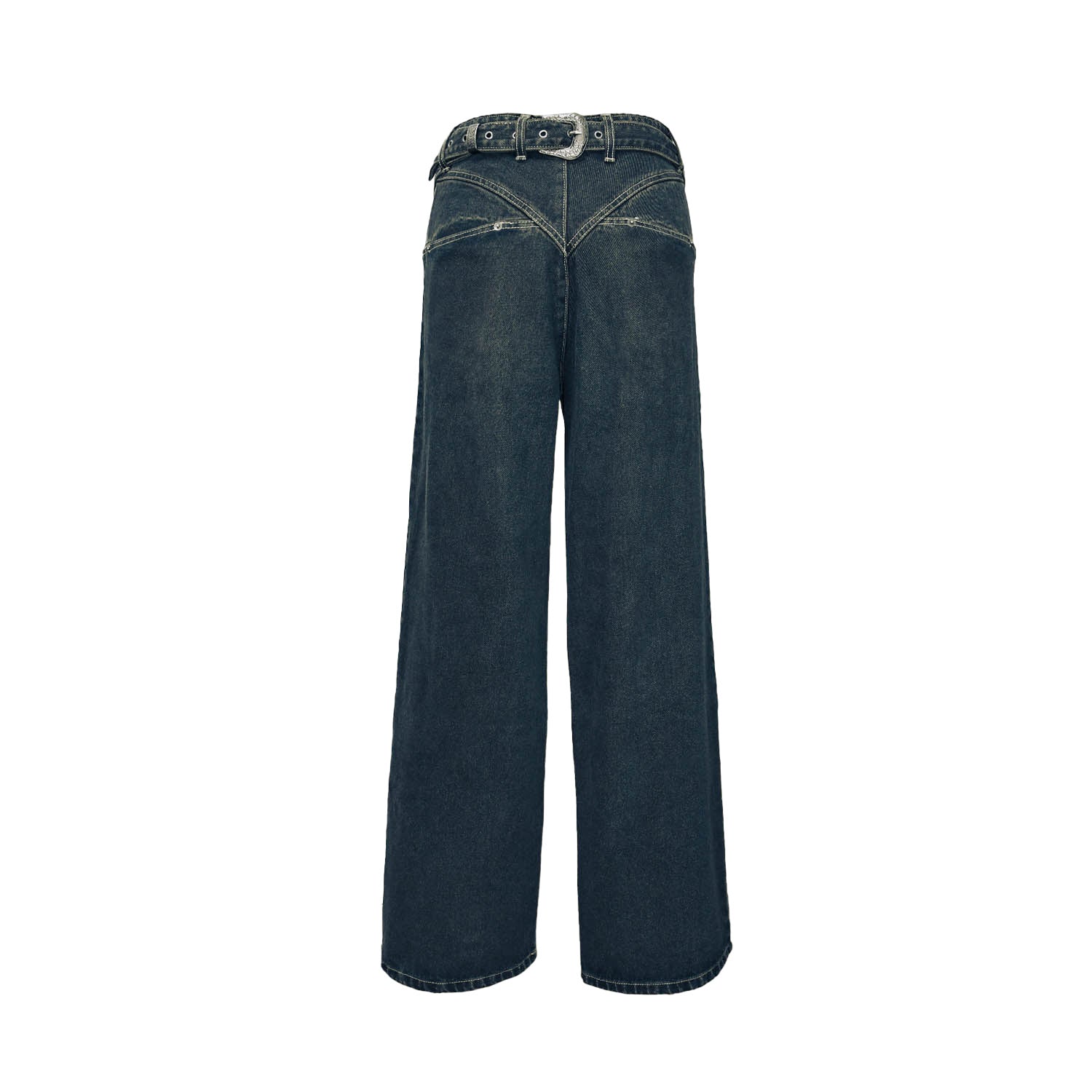 KAHE - Back Buckle Wide Leg Jean - Indigo Fade V.2