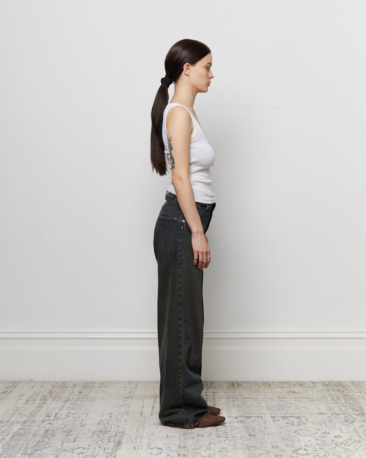 KAHE - Back Buckle Wide Leg Jean - Indigo Fade