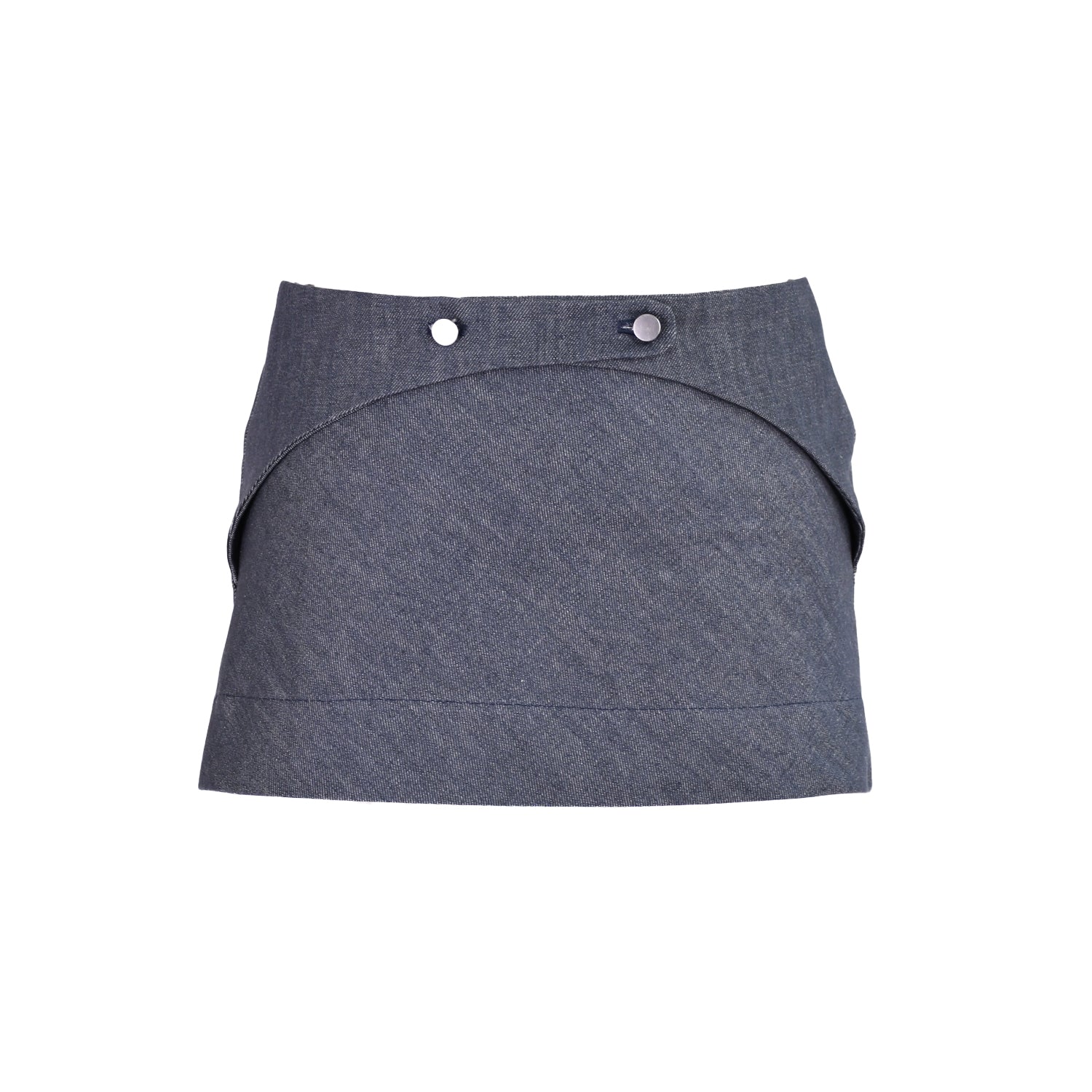 Grey denim mini skirt with button detail