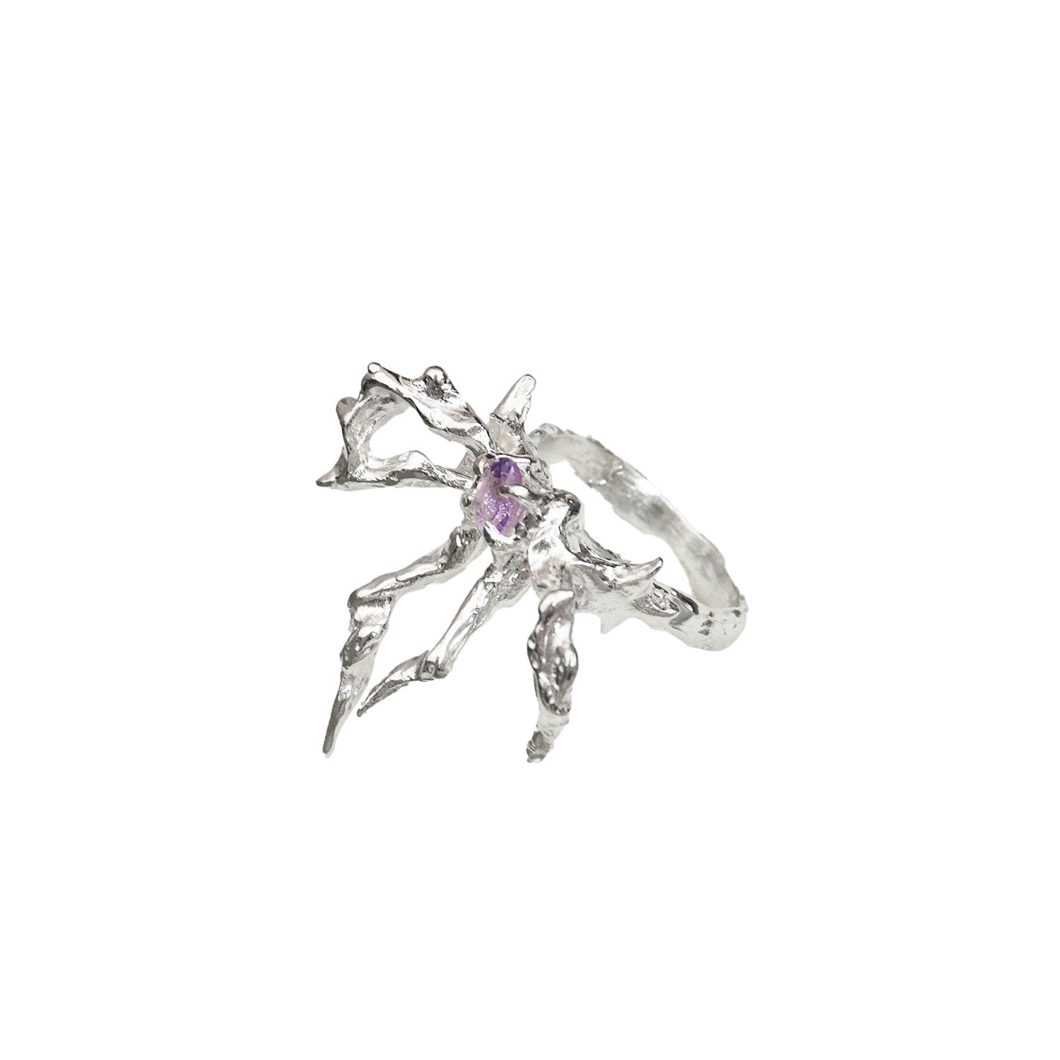 Moira x Mel - Flying Bow Ring - Silver/Amethyst