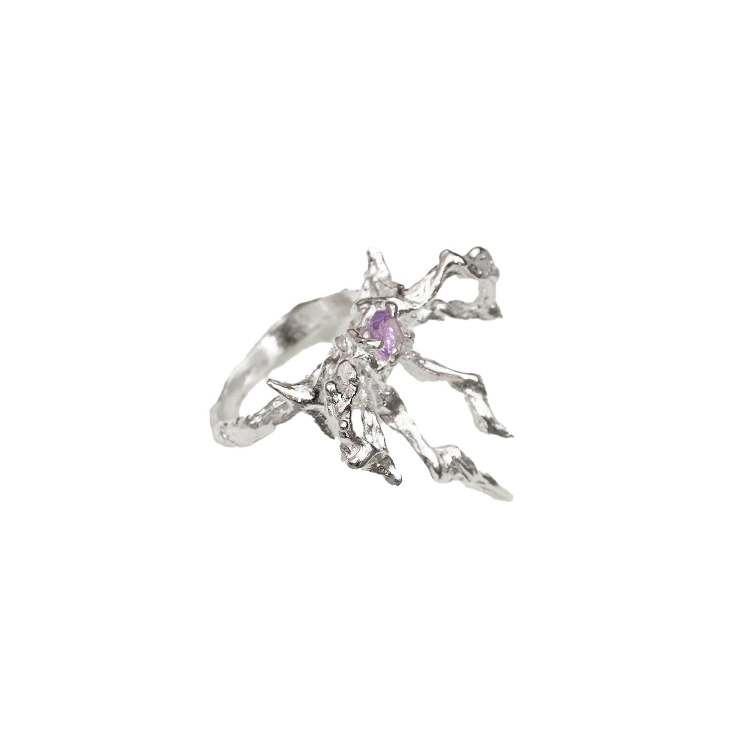 Moira x Mel - Flying Bow Ring - Silver/Amethyst