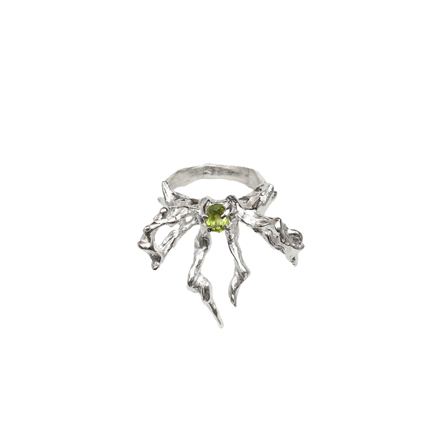 Moira x Mel - Flying Bow Ring - Silver/Peridot