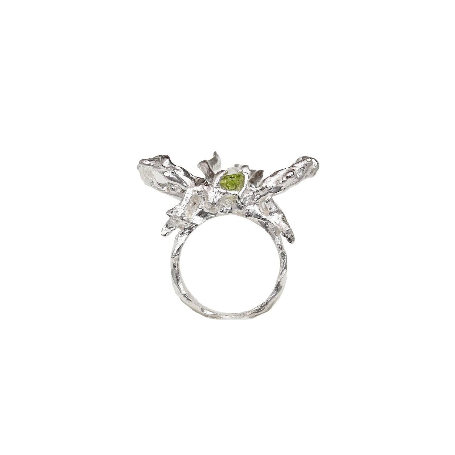 Moira x Mel - Flying Bow Ring - Silver/Peridot