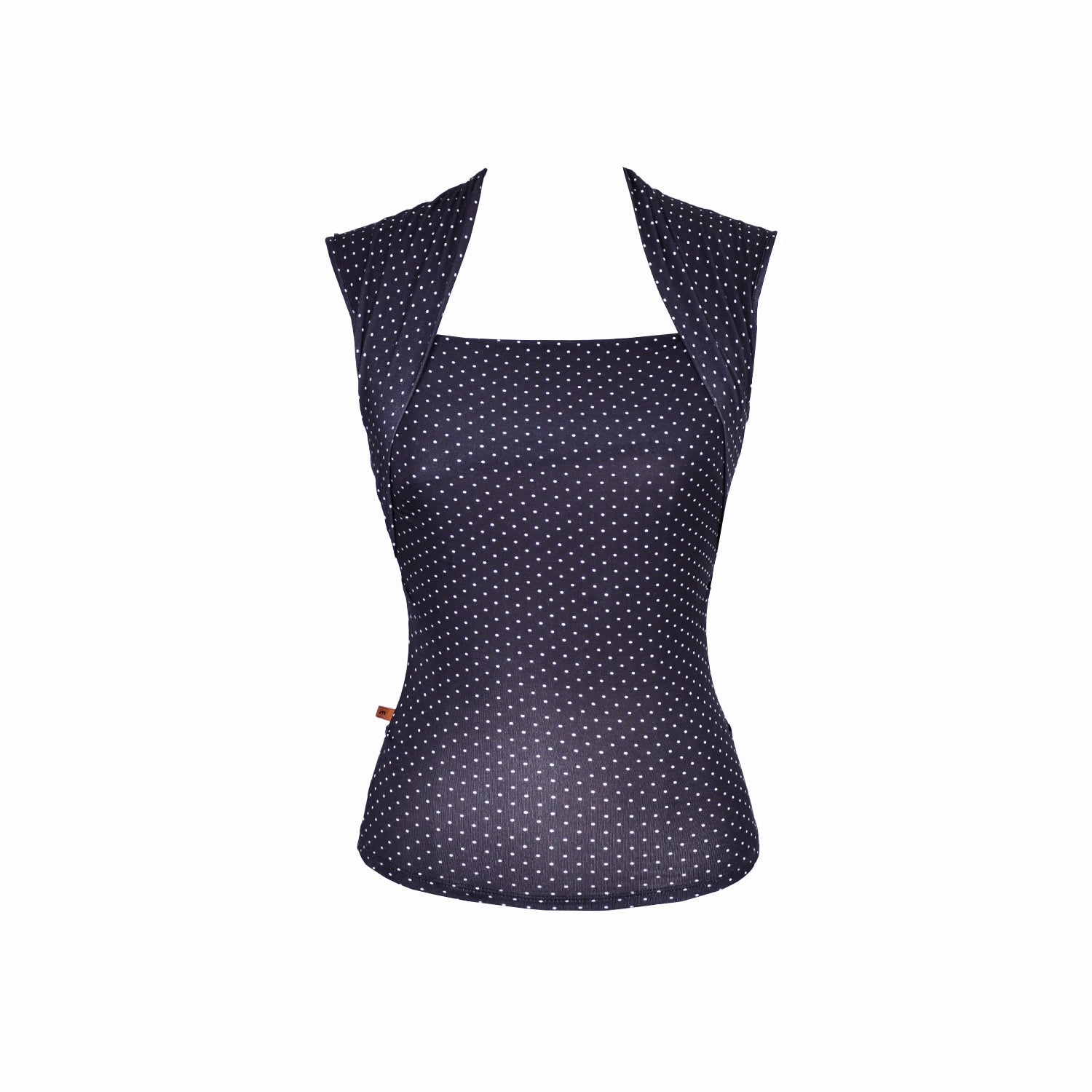 miaou polka dot top with shrug like cap sleeves