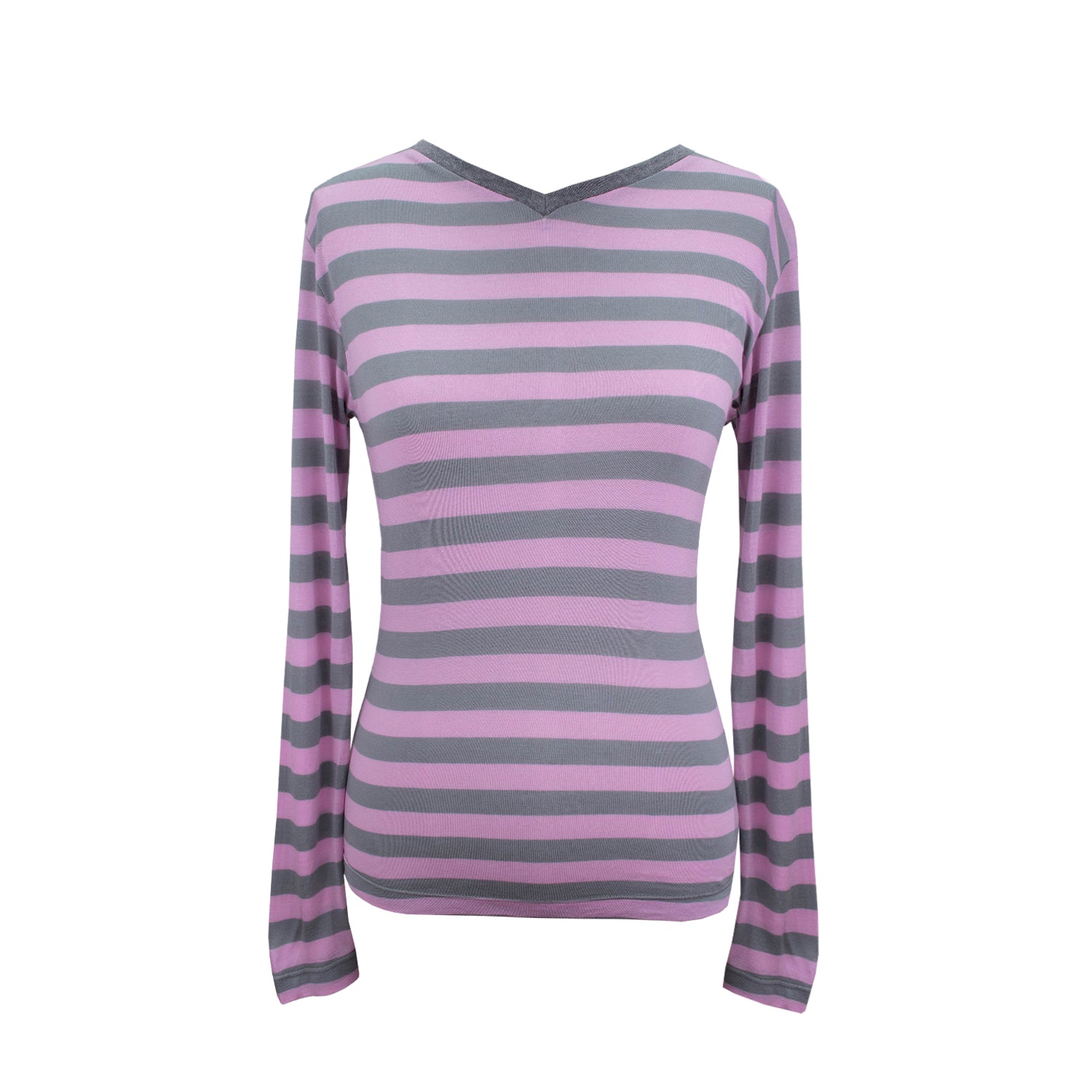 Olivia Rowan - Kitty Longsleeve - Pink/Grey Stripe