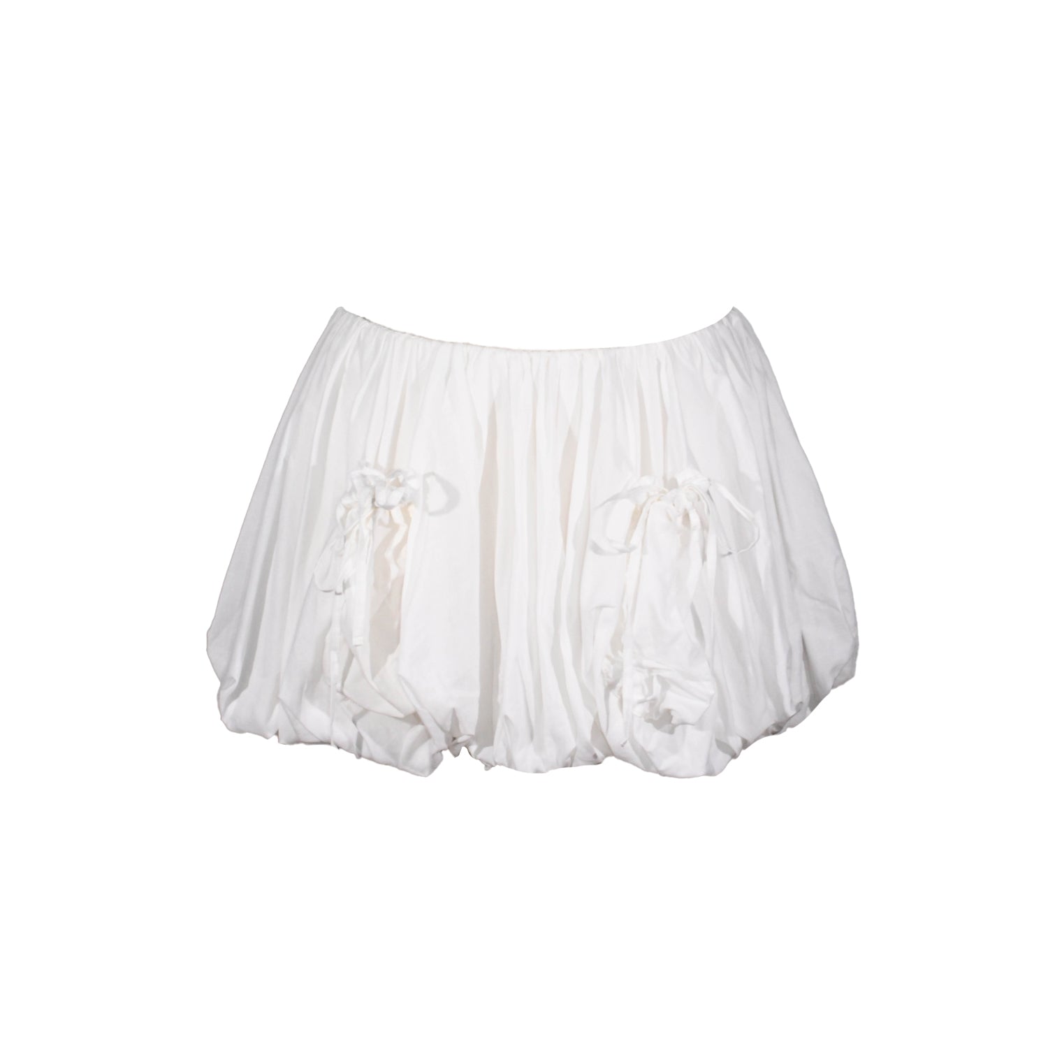 Rough Poppy - Bubble Skirt - White