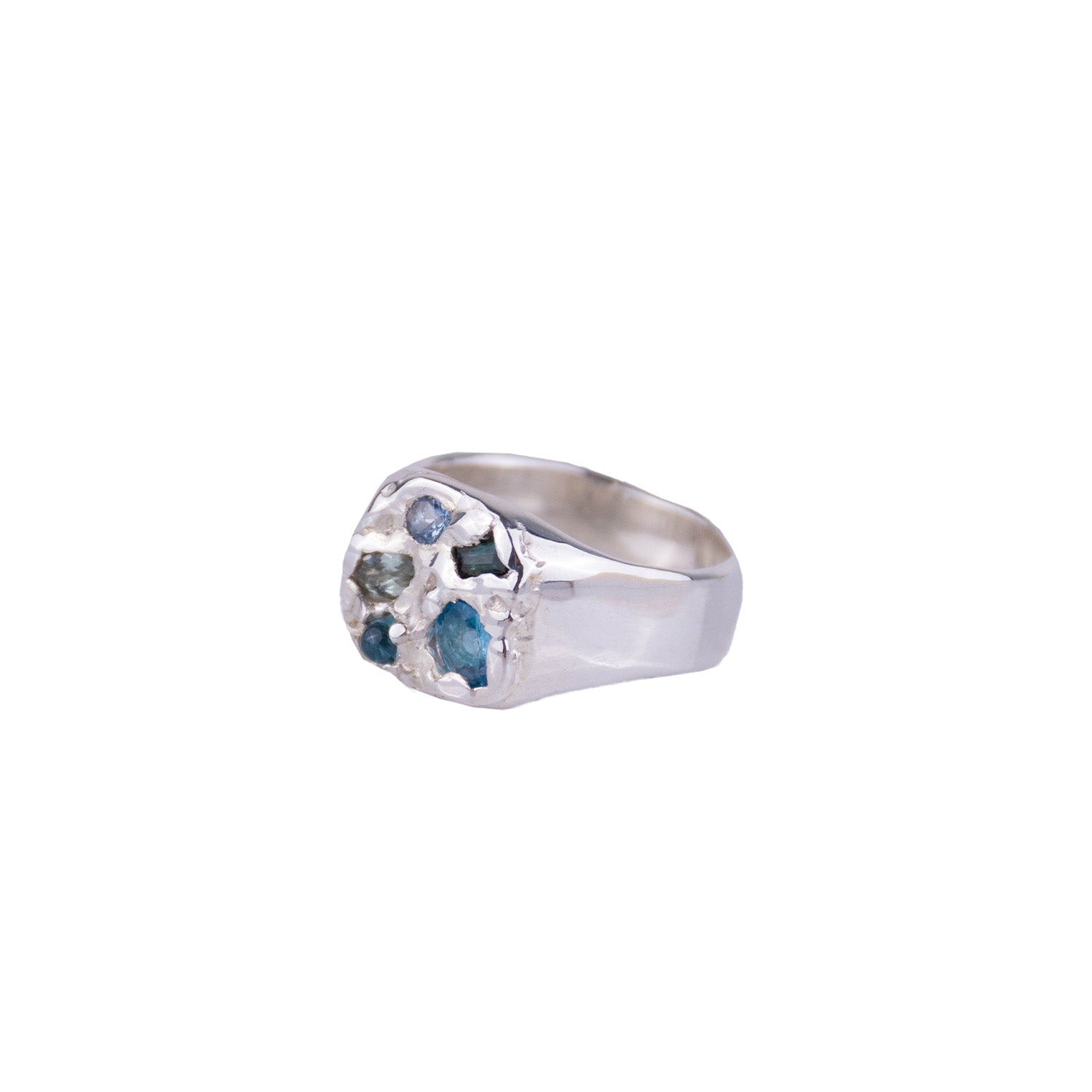 Sade Blake - 011 Silver Signet with Blue Natural Stone Combination
