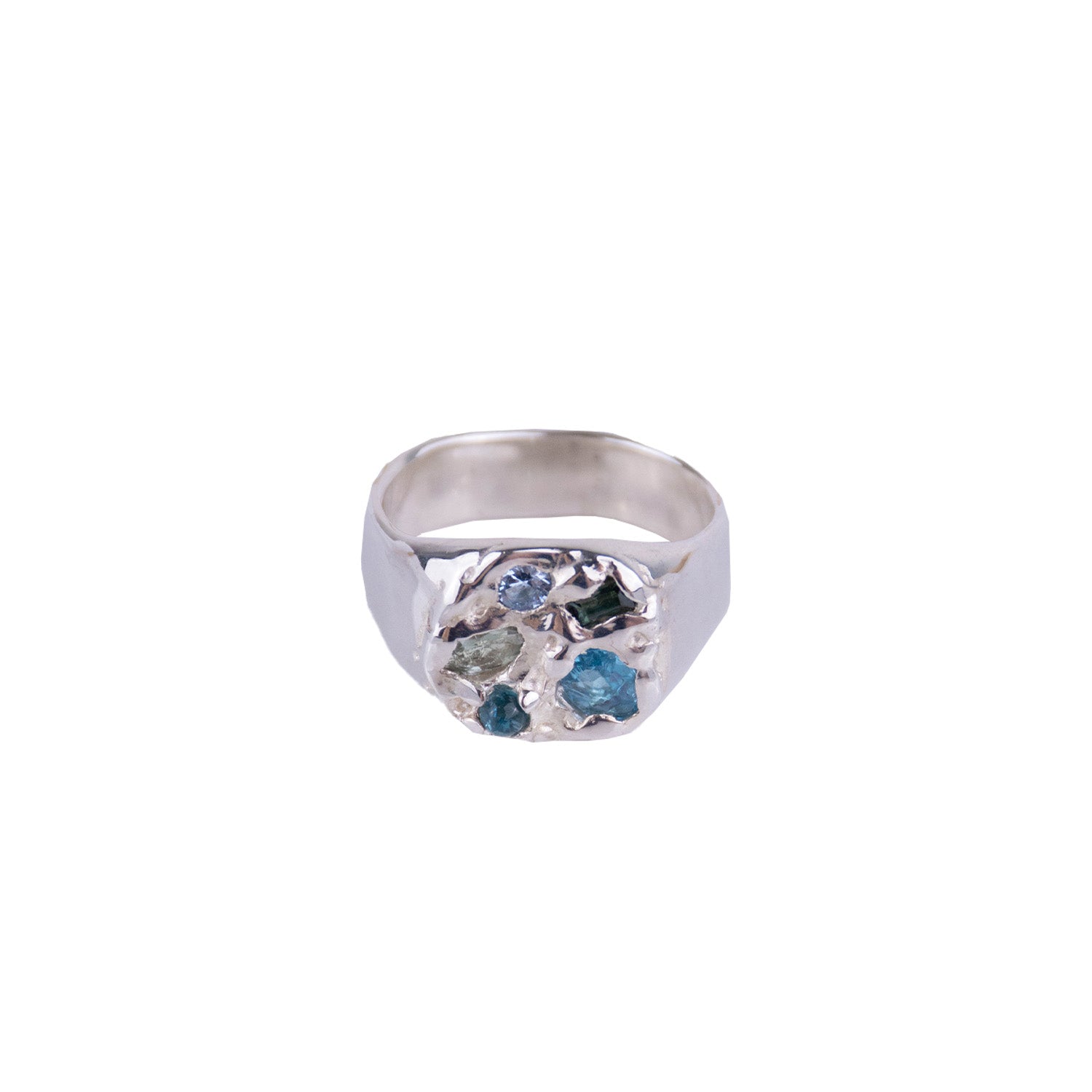 Sade Blake - 011 Silver Signet with Blue Natural Stone Combination