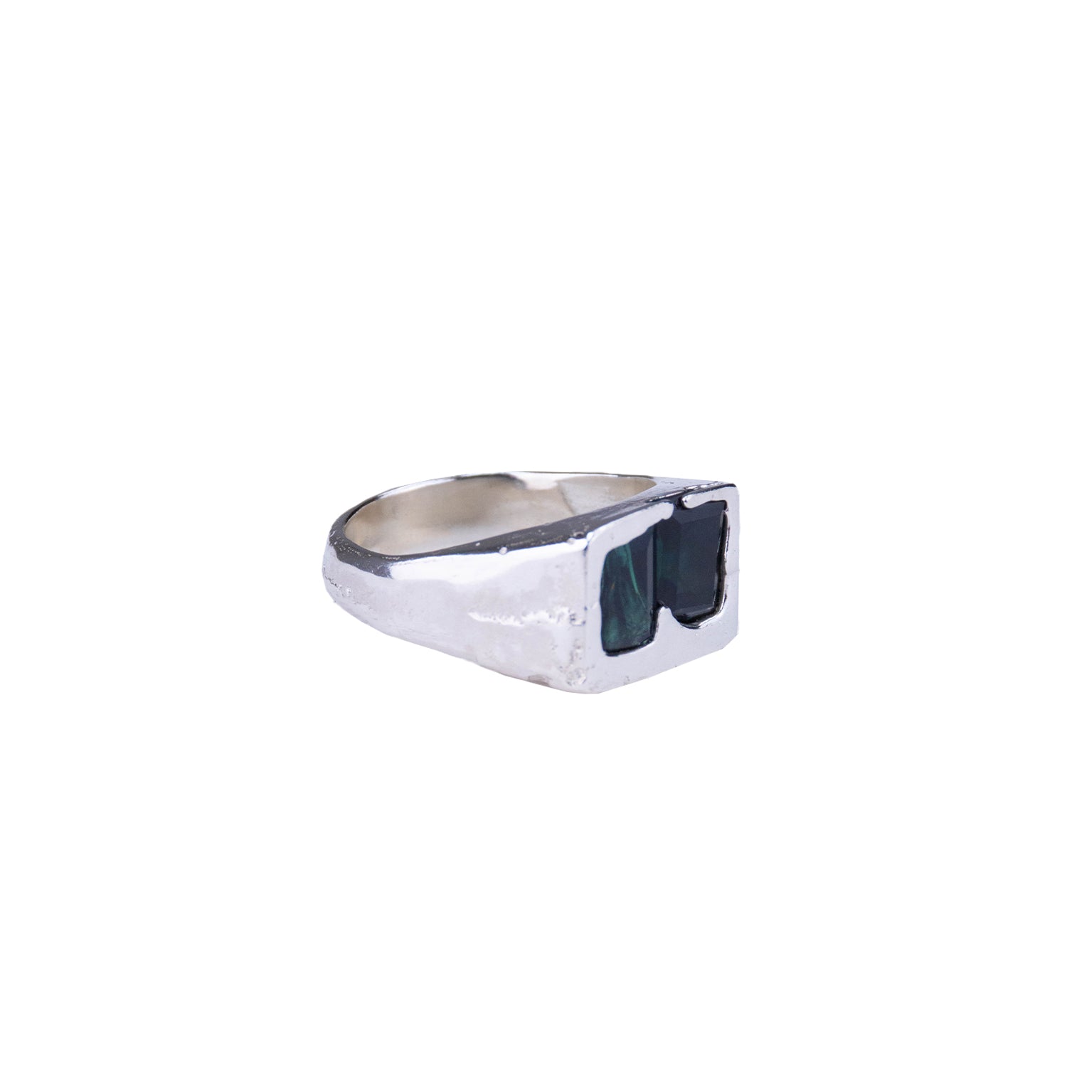Uncelebrated Jewellery - Square Double Signet - Dark Green