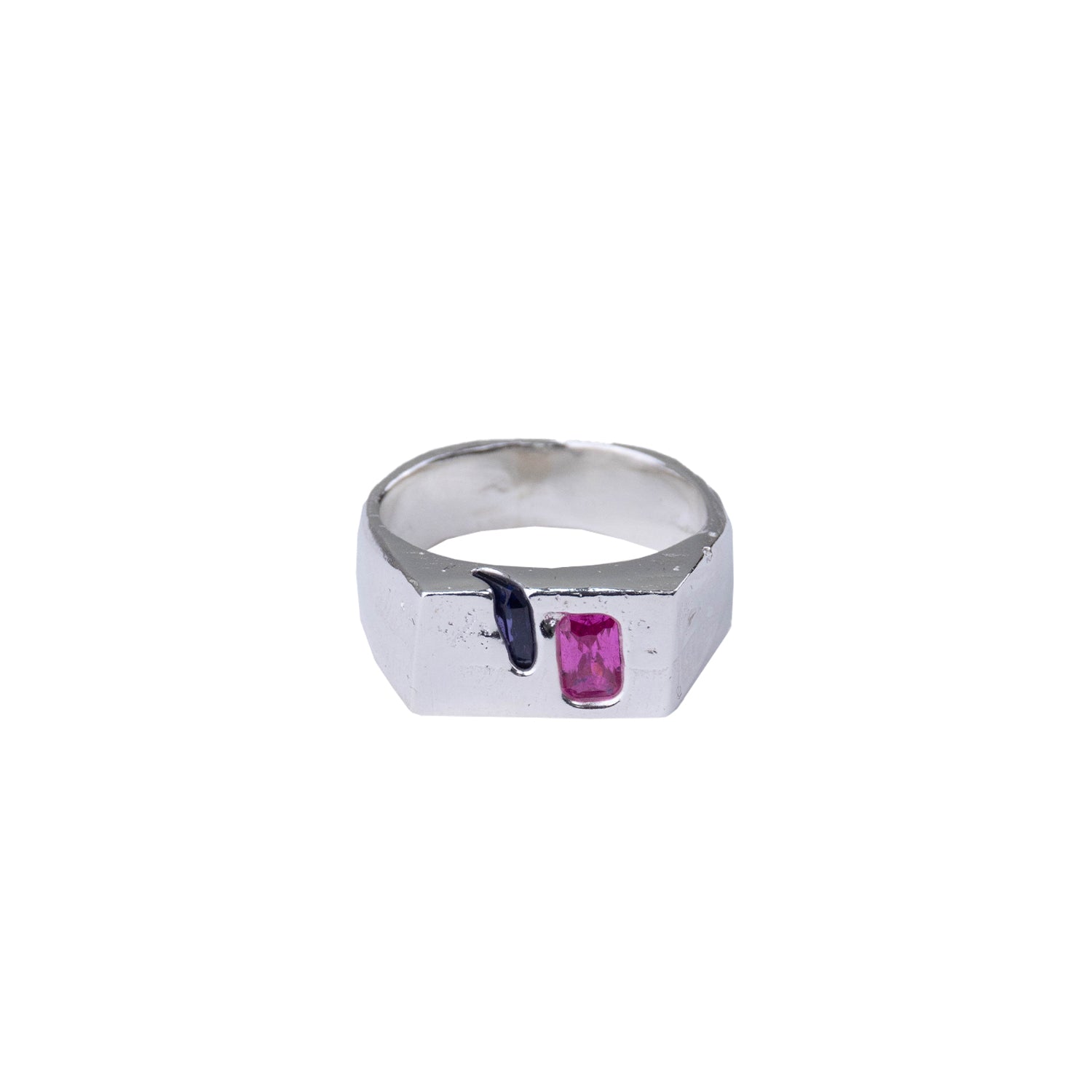 Uncelebrated Jewellery - Rectangle Double Signet - Purple/Pink