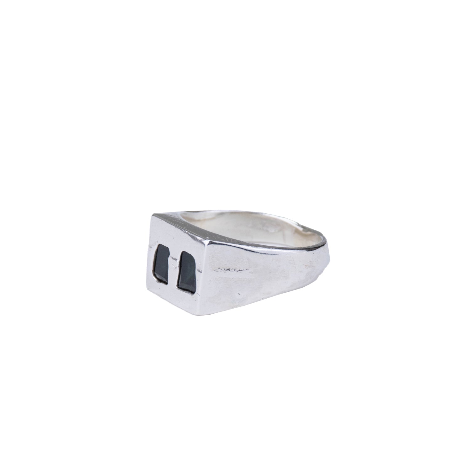 Uncelebrated Jewellery - Square Double Signet - Dark Green 2