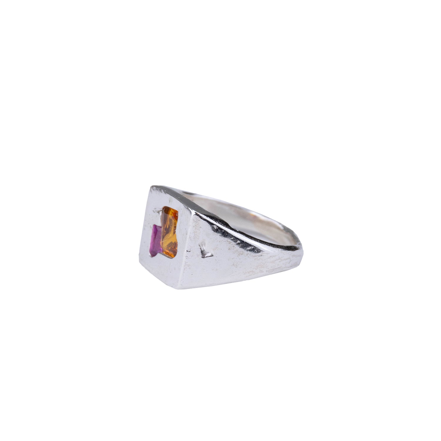 Uncelebrated Jewellery - Square Double Signet - Orange/Pink