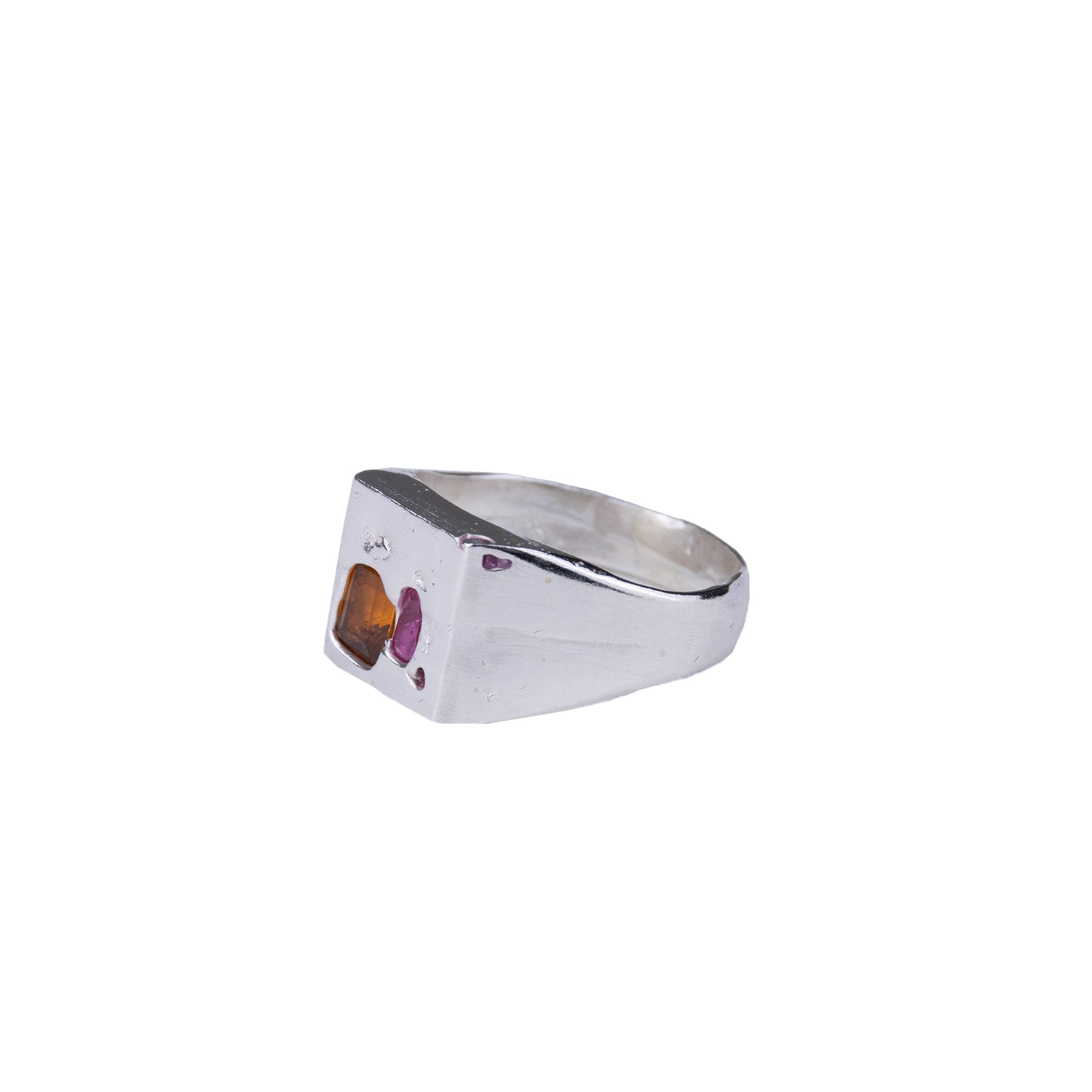 Uncelebrated Jewellery - Square Double Signet - Orange/Pink 2