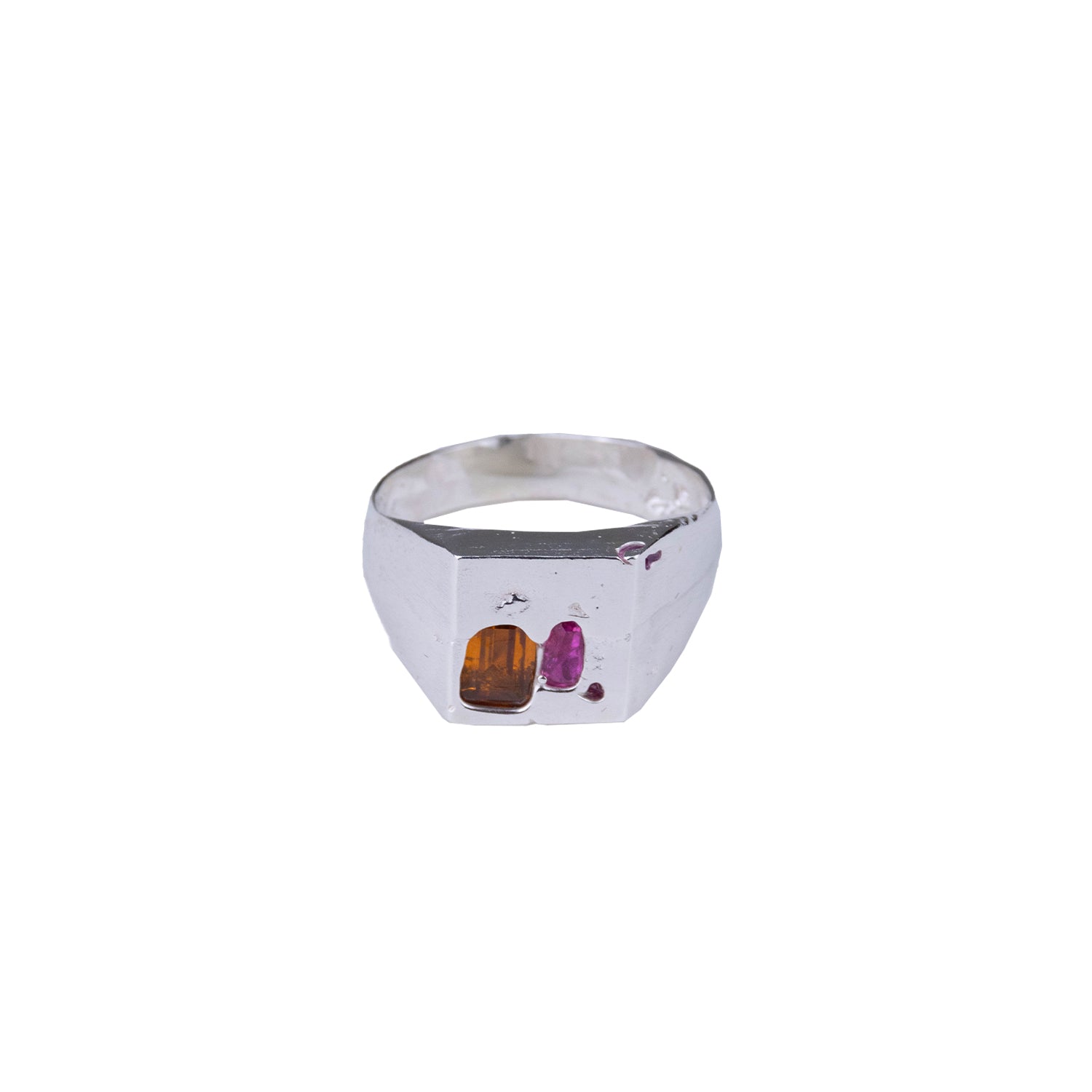 Uncelebrated Jewellery - Square Double Signet - Orange/Pink 2