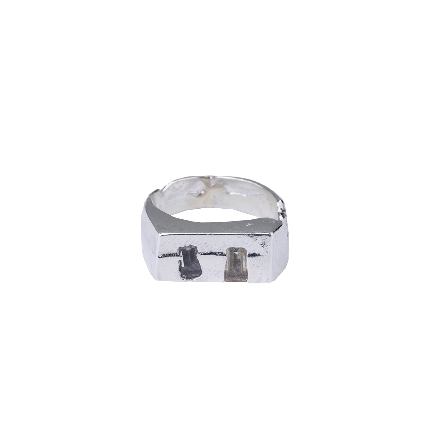 Uncelebrated Jewellery - Rectangle Double Signet - Clear White
