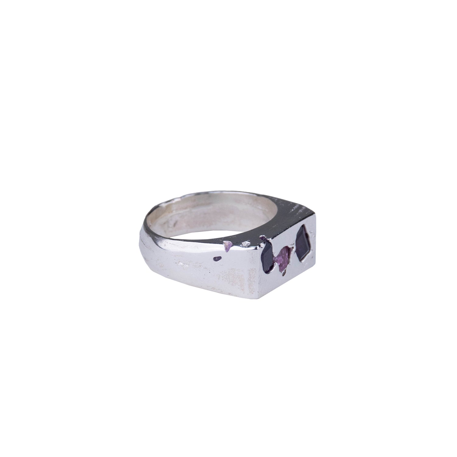 Uncelebrated Jewellery - Rectangle Triple Signet - Pink/Purple