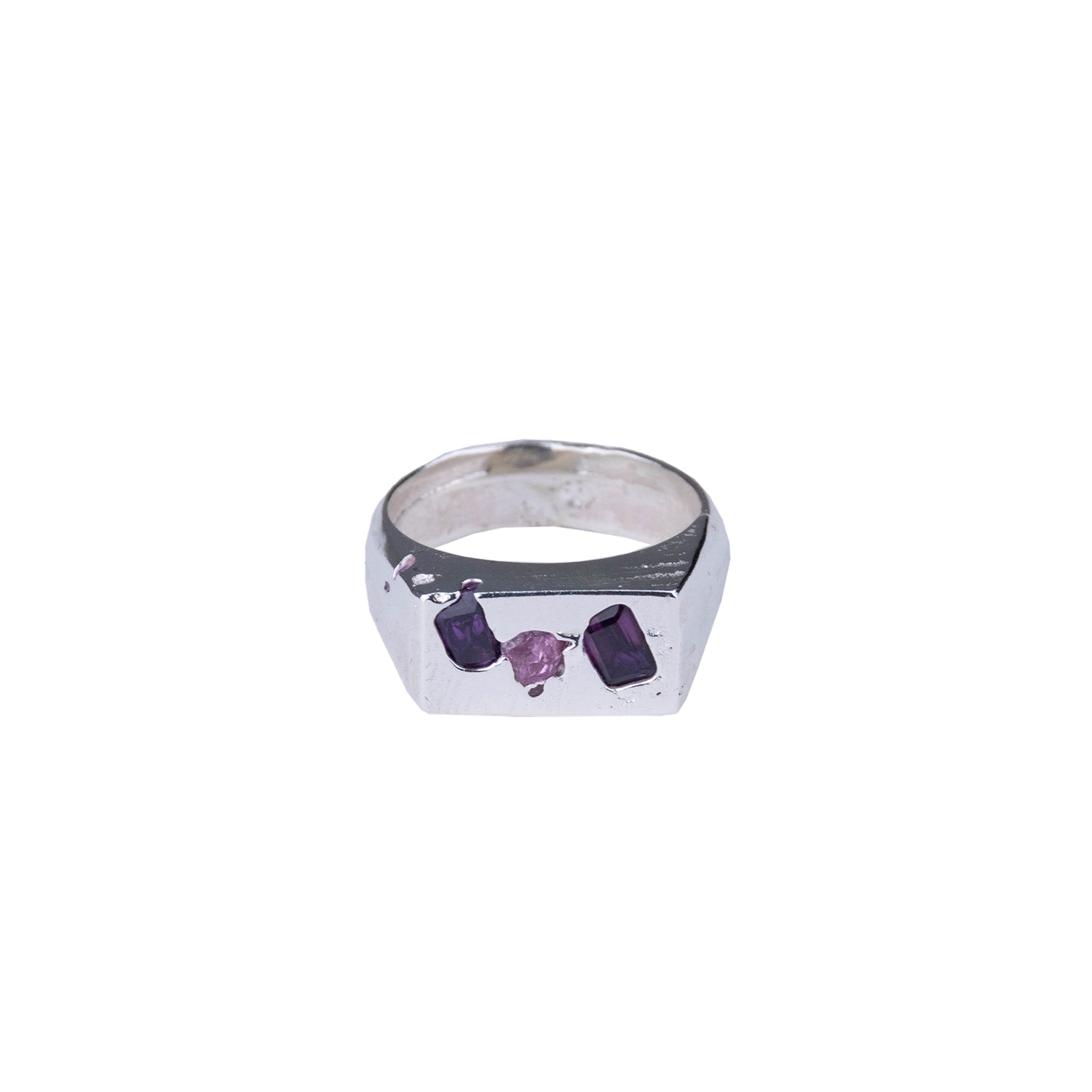 Uncelebrated Jewellery - Rectangle Triple Signet - Pink/Purple
