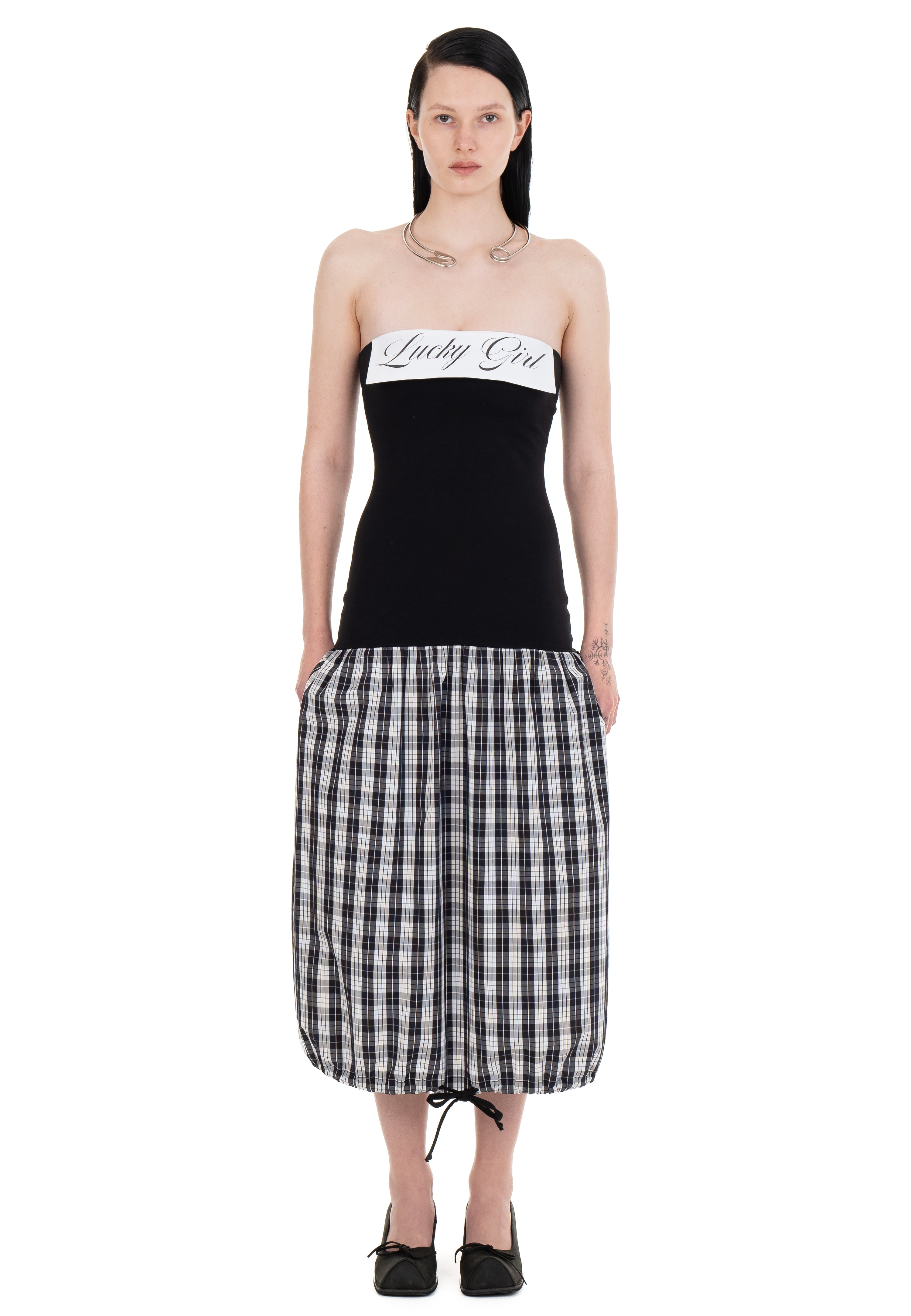 Urte Kat - Lucky Girl Tube Dress - Black/Checkered