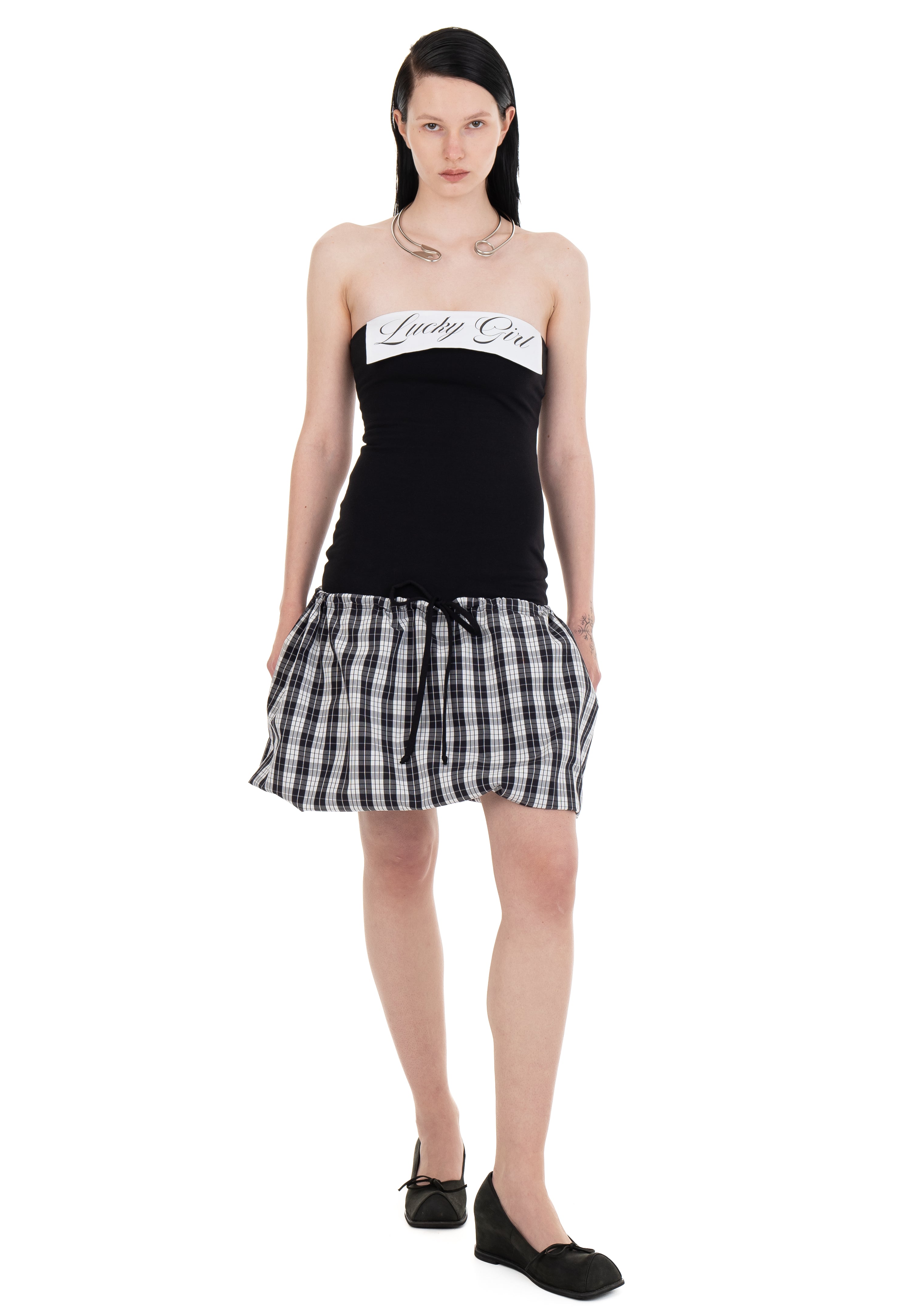 Urte Kat - Lucky Girl Tube Dress - Black/Checkered