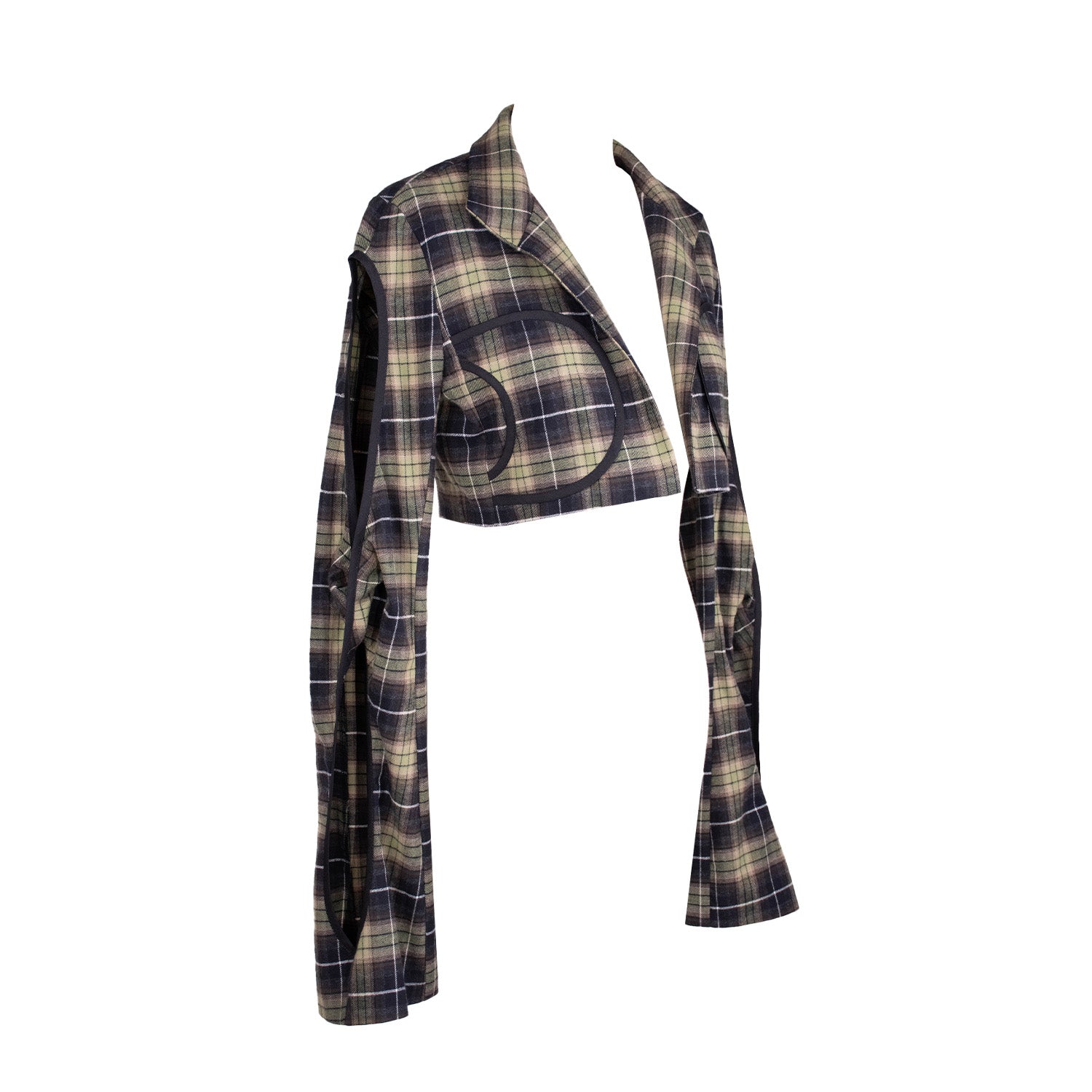 Urte Kat - Twist Sleeve Cotton Jacket - Tartan