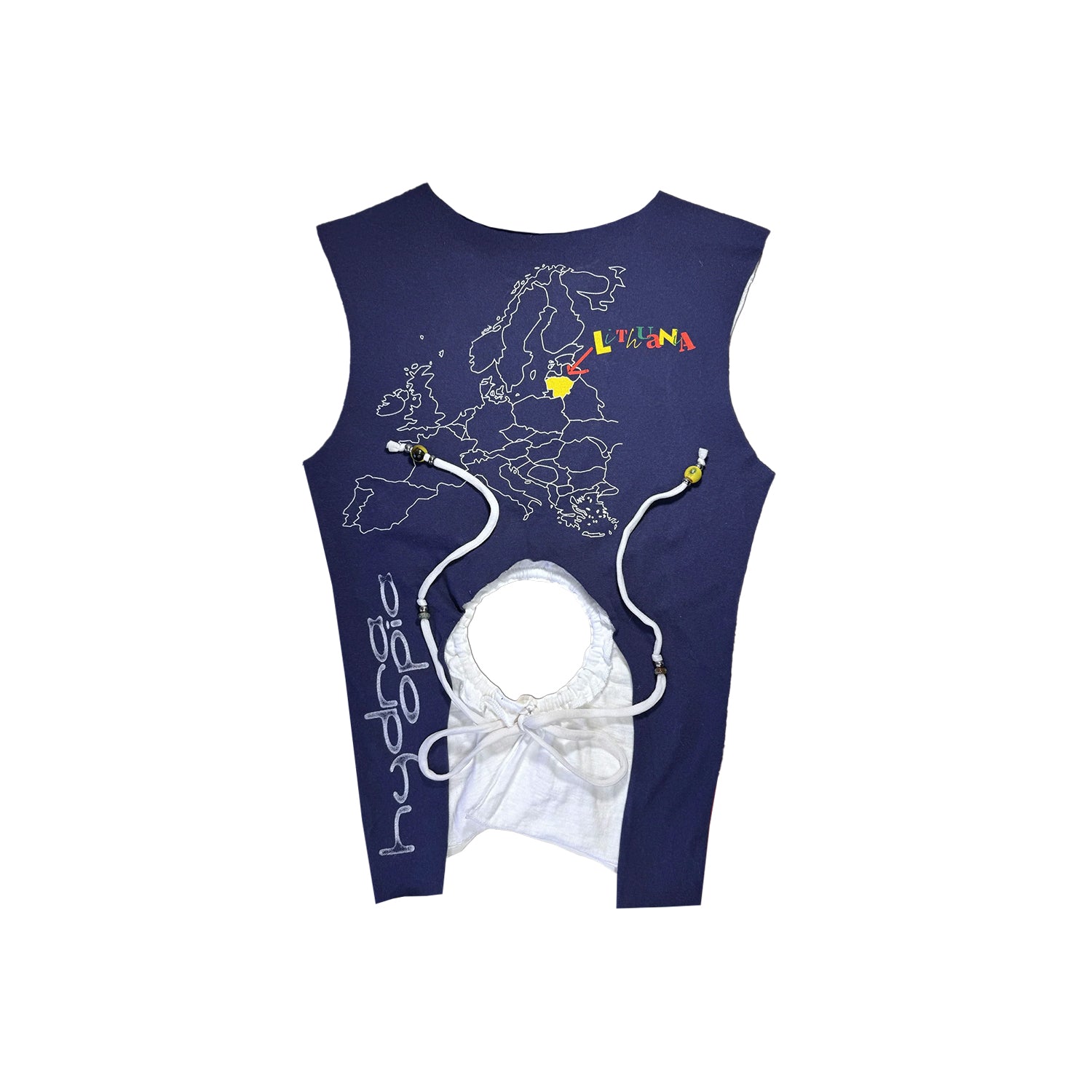 Hydra Opia - Regenerated Hydra Beaded Tank (Italiana) - White/Navy