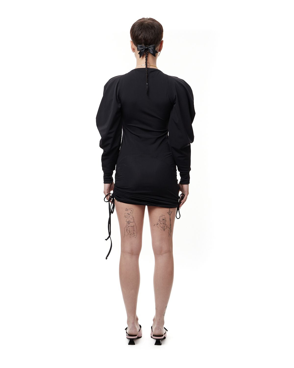 EMILY WATSON - Plunged Bodycon Mini Dress Black