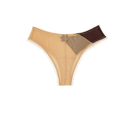 Beige and brown mesh underwear made by Australian lingerie designer, Bizarre. Sold in Melbourne clothing boutique called Error404store.