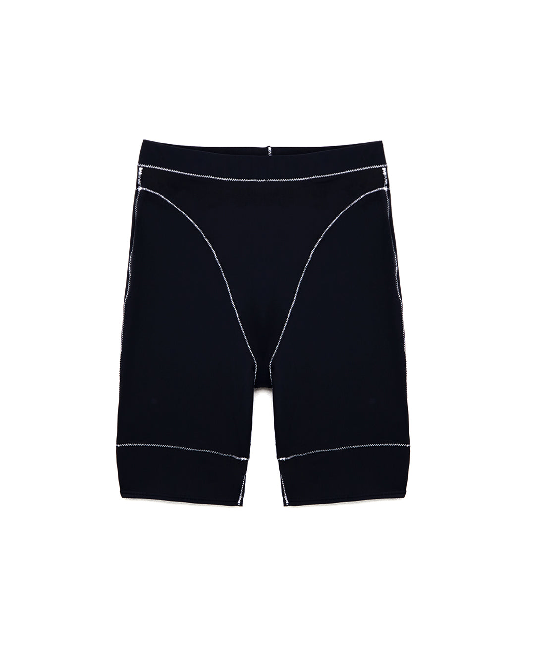 BRB - Fitness Bike Shorts - Black - Error404store. Black bike shorts with white contrast stitching, made by independent Australian designer BRB. Sold in Melbourne clothing boutique called Error404store.