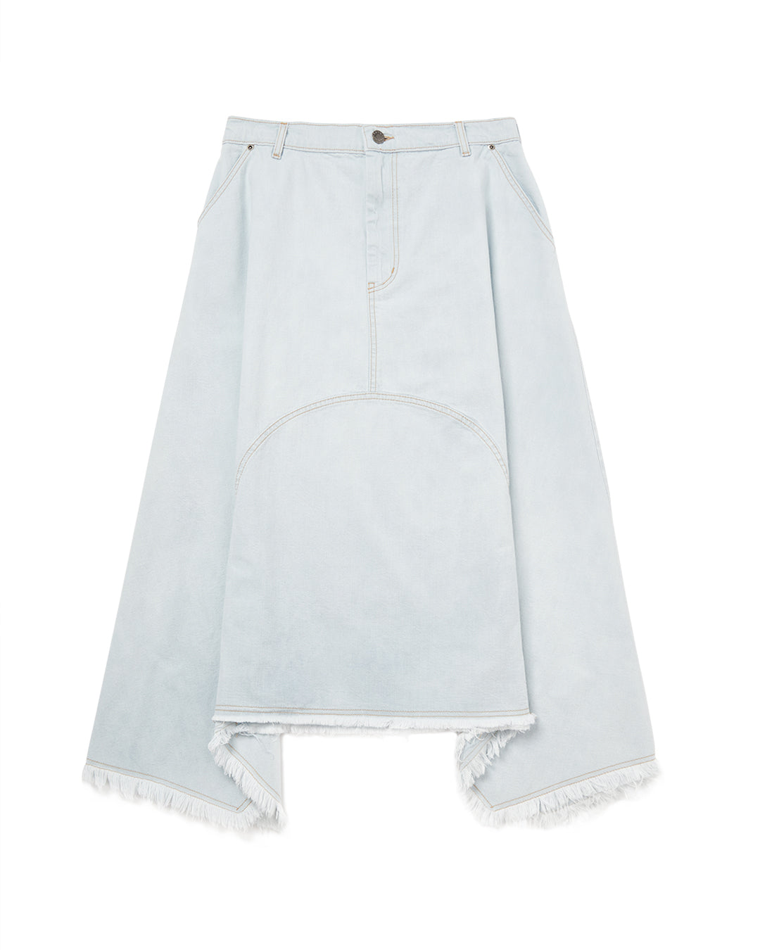 BRB- Mormon Rodeo Skirt - Error404store. Light blue wash denim skirt made by Australian independent designer, BRB. Sold in Melbourne clothing boutique called Error404store. 